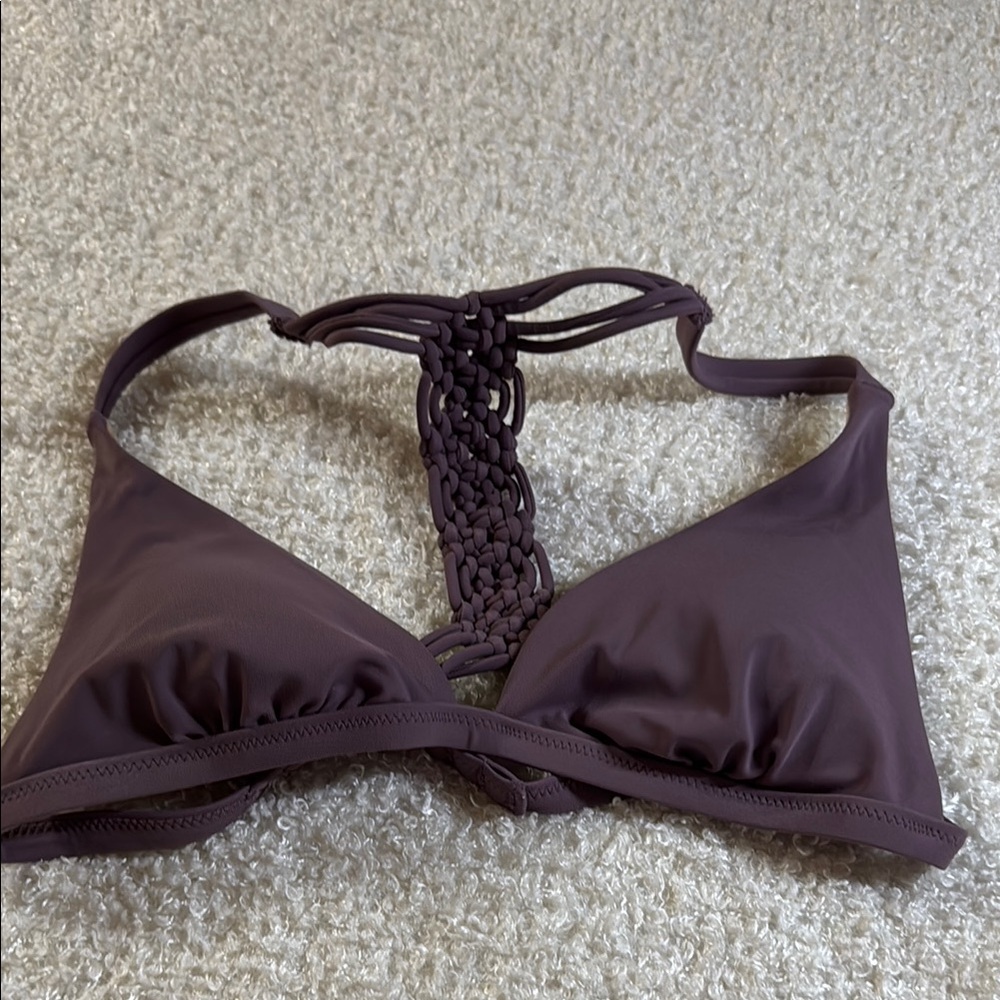 Stylish Brown Bikini Top with Braided Back